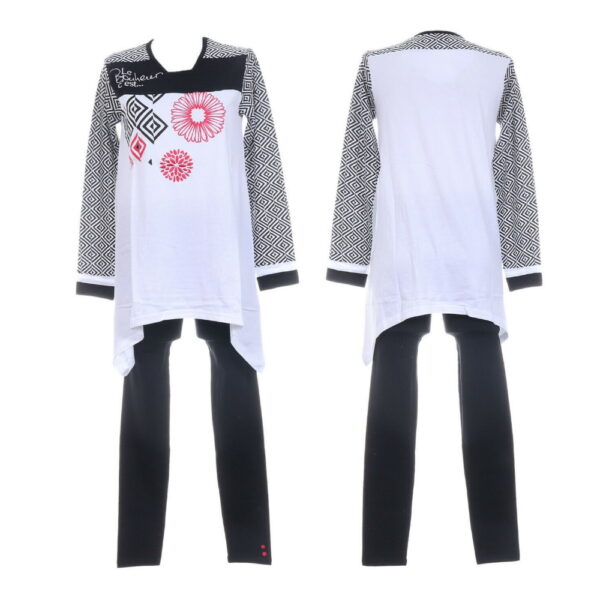 ROSE POMME Pyjama Tunique + pantalon Taille2/38 Blanc & Noir femme