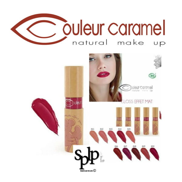 Couleur Caramel Lip Gloss Bio Effet Mat N°844 Rouge rosé