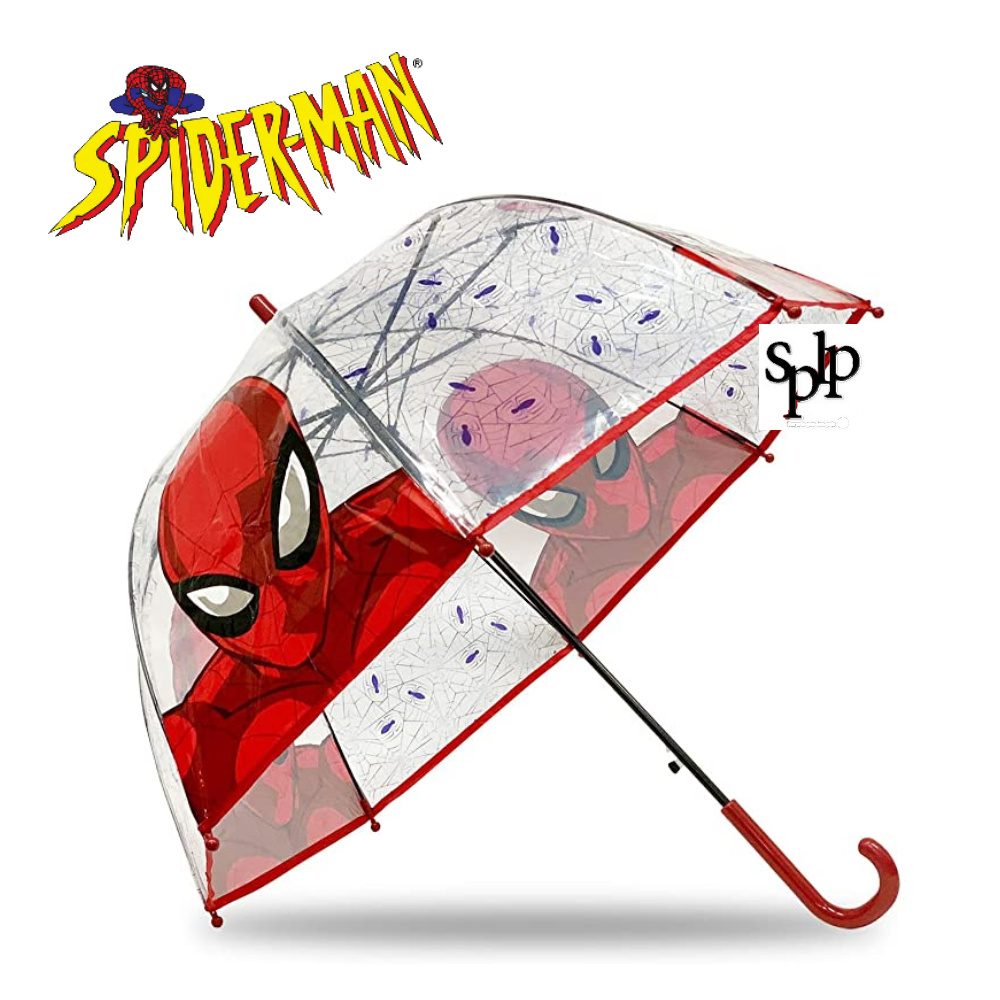 Spider-Man Parapluie transparent Ouverture automatique 70 cm rouge et bleu