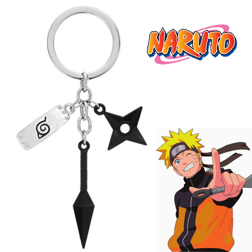 Naruto Porte clé Anime Naruto Konoha Shuriken Kunai Double