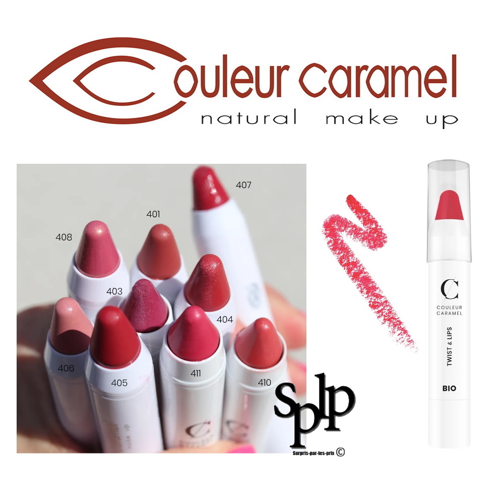Couleur Caramel Twist & lips Crayon rouge à lèvres N°411 Rosa BIO
