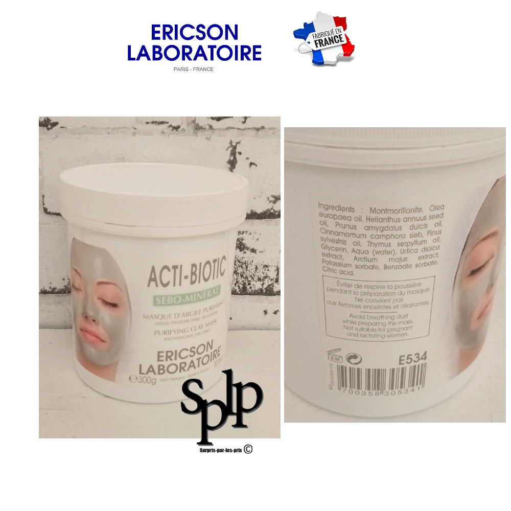 Ericson Laboratoire Acti biotic masque d'argile purifiant E534 Visage 300 gr