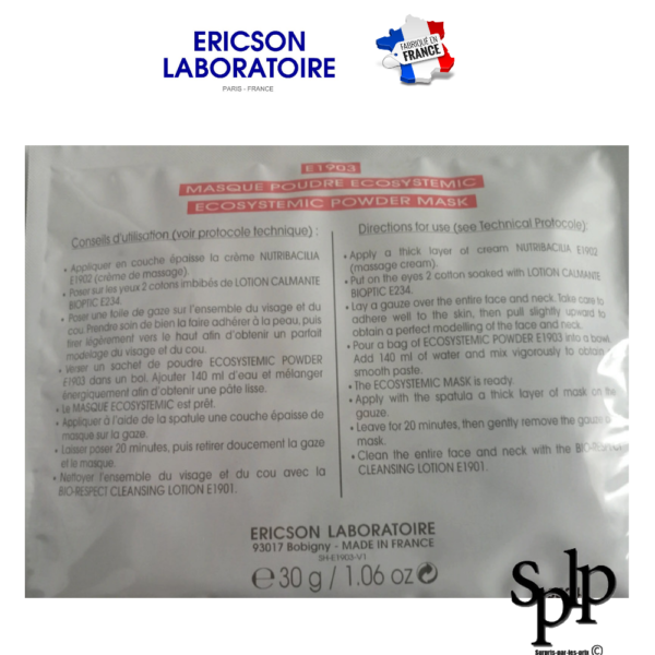 Ericson Laboratoire E1903 Boite de 4 masques poudres Soins de la peau femme visage