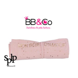 BB & CO Lange en double gaze de coton gaufré rose à pois or