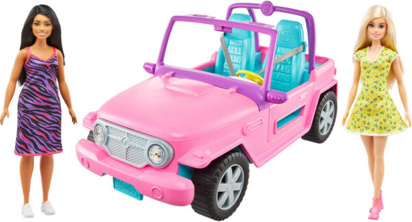 Barbie Coffret + 3 ans Véhicule avec 2 Poupées et une jeep 4x4 jouet fille