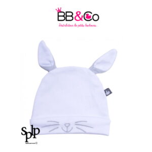 BB & CO Bonnet Petit Chat avec oreilles Blanc/gris