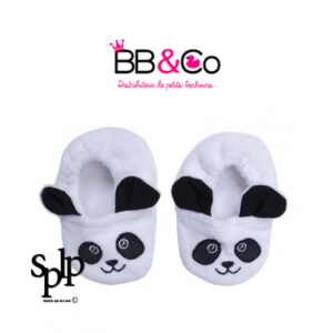 BB & CO Chaussons velours brodé Panda blanc/noir 0-6 mois