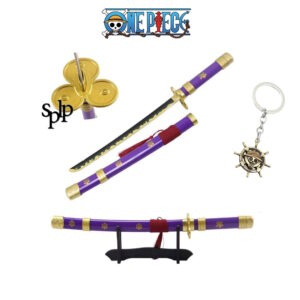 One Piece Katana Zoro Enma violet 45cm ouvre lettres + porte clés