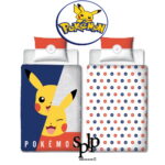 Housse de couette Pokémon Pikachu réversible + Taie d’oreiller