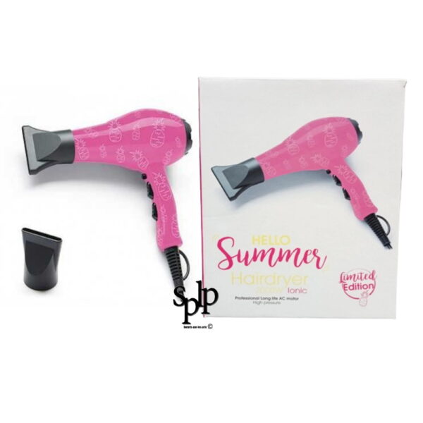 Hello Summer Hairdryer Rose Sèche-cheveux + 2 embouts ionic