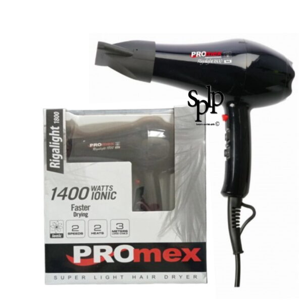 Promex Sèche-cheveux + 2 embouts Rigalight ionic 1400 watt