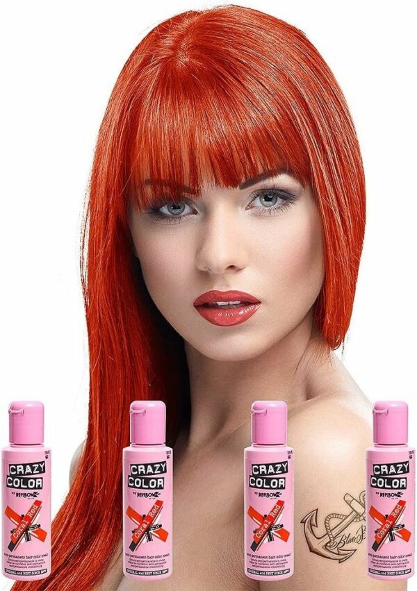 Crazy Color Coloration Semi-Permanente N°57 Coral Red cheveux