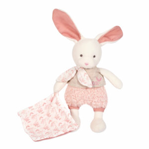 Doudou et Compagnie Lapin 22 cm avec doudou rose coton Bio