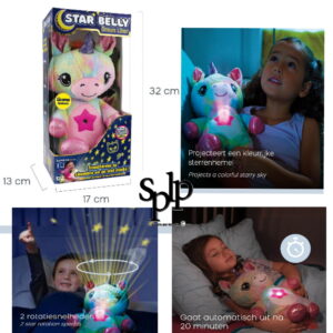 Peluche Star Belly Licorne multicolore Veilleuse à câliner + 3 ans