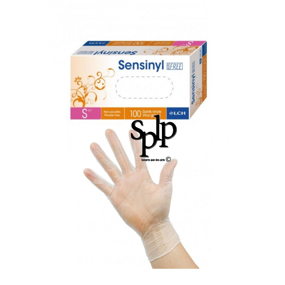 LCH Gants Sensinyl vinyle non poudrés 1 boite Taille S
